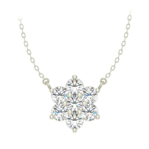 Timbre 0.10 Carat Natural Diamond Round cut Prong Set  Cluster Pendant Necklace