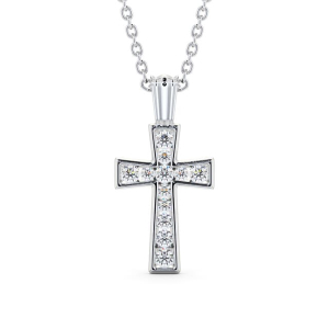 Panyin Lab-Created Diamond Round cut Channel Set  Cross Pendant Necklace