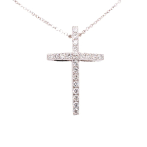 0.17 Carat Natural And Lab Created Round Diamond Cross Pendant