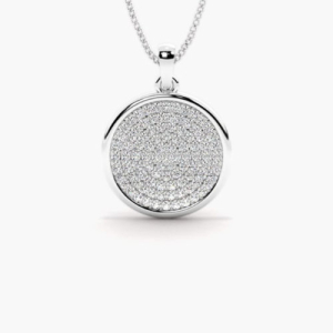 Penthea 0.38 Carat Natural Diamond Round cut Pave Set  Circle Pendant Necklace