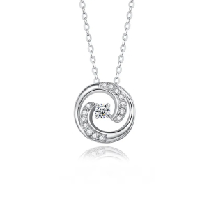 Perdita 0.53 Carat Natural Diamond Round cut 4 Prong  Circle Pendant Necklace