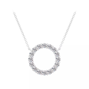 Pervaiz 1.08 Carat Natural Diamond Round cut Shared Prong  Circle Pendant Necklace