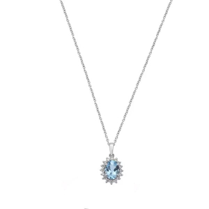 1.00 Carat Pear Shaped Aquamarine With Round Diamond Set Pendant