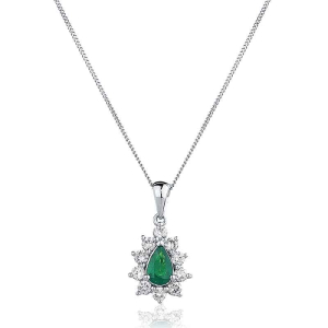 0.65 - 2.00 Carat Natural Pear Cut Gemstone With Round Diamond Set Pendant In 18k Gold And Platinum With Claw Setting