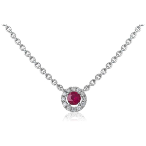 0.30 Carat Natural Round Gemstone And Diamond Set Pendant In 18K Gold And Platinum With Claw Setting