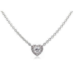 0.30 Carat Natural Heart Shaped Pendant With Round Diamond Set In 18K Gold And Platinum With Claw Setting