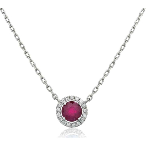0.85 Carat Natural Round Ruby And Diamond Set Pendant In 18K Gold And Platinum With Claw Setting