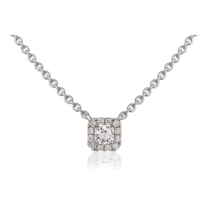 0.30 Carat Natural Cushion Shaped Pendant With Round Diamond Set In 18K Gold And Platinum With Claw Setting	