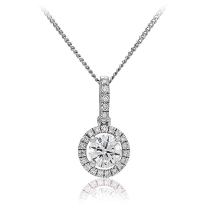 0.40-0.65 Carat Natural Round Diamond Set Halo Pendant in 18K Gold And Platinum With Claw Setting