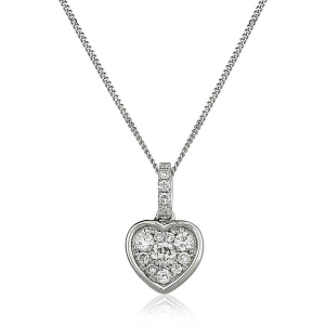 0.25 Carat Natural Round Diamond Set Heart Shaped Pendant in 18K Gold And Platinum 