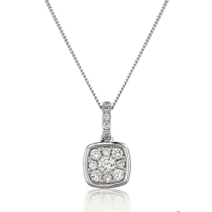 0.25 Carat Natural Cushion Shaped Pendant With Round Diamond Set In 18K Gold And Platinum 