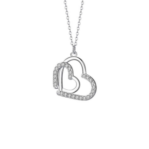 0.14 Carat Shared Prong Setting Round Diamond Set Heart Shaped Pendant