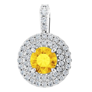 Twylla 0.66 Carat Round cut 4 Prong  Yellow Diamond Pendant Necklace