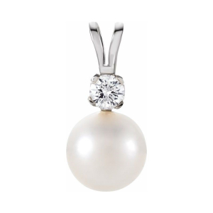 Vita Round cut 4 Claw Set  Pearl Gemstone Necklace