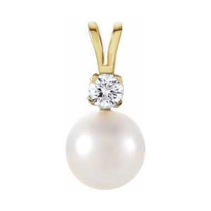 Vita Yellow Gold 4 Claw Set Pearl Gemstone Necklace