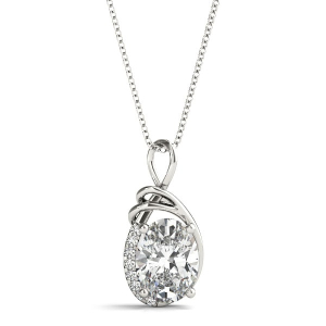 2.04 Carat Natural And Lab Created Oval Shaped Designer Diamond Pendant