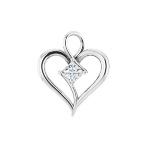Philena 0.20 - 3.00 Carat Natural Diamond Princess cut 4 Prong  Heart Necklace