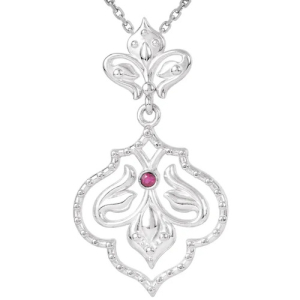 Pieta Natural Ruby Rose Gold Bezel Set  Necklace
