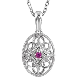 Pilvi 0.05 Carat Natural Ruby Round cut 4 Prong  Necklace