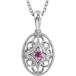 Pilvi Natural Ruby Yellow Gold 4 Prong  Necklace