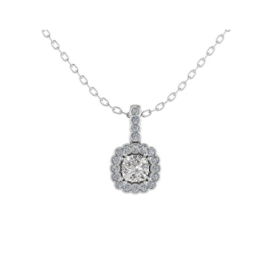 Square Sterling Cushion Cut Diamond Pendant