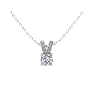 V Shaped Bale Round Solitaire Pendant