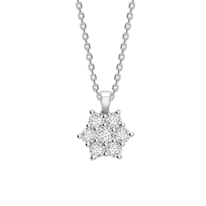 Tashia Natural Diamond Yellow Gold Prong Set Cluster Pendant Necklace