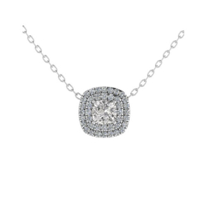 Tais Natural Diamond 4 Prong Halo Pendant Necklace