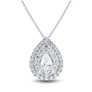 Double Halo Pear Diamond Pendant