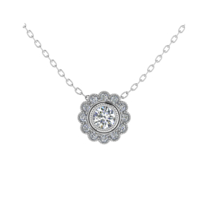 Designer Floral Round Halo Diamond pendant