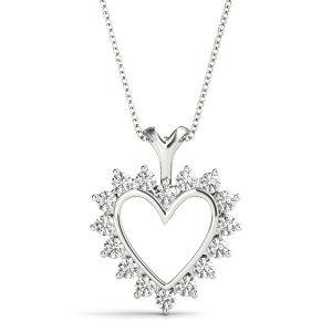 Tania Lab-Created Diamond Round cut Channel And Prong Set Heart Necklace