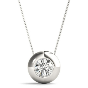Reynilda Lab-Created Diamond Round cut Bezel Set  Solitaire Pendant Necklace