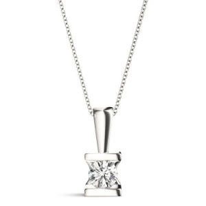 Ricela Lab-Created Diamond Round cut Channel Set  Solitaire Pendant Necklace