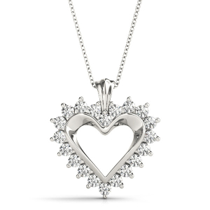 Jessica Lab-Created Diamond Round cut Prong Set Heart Necklace