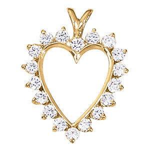 Velenciya Natural Diamond Round cut Shared Prong Heart Necklace