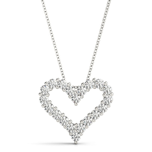 Sonica Lab-Created Diamond Round cut Shared Prong Heart Necklace