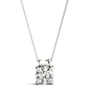 Richela Natural Diamond Round cut 4 Prong  Solitaire Pendant Necklace