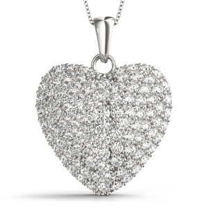 Vella Lab-Created Diamond Round cut Pave Set Heart Necklace