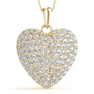 Vella Lab-Created Diamond Yellow Gold Pave Set Heart Necklace