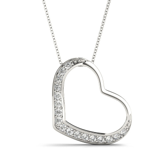 Jessy Lab-Created Diamond Round cut Pave Set Heart Necklace