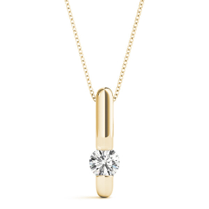 Ricula Natural Diamond Yellow Gold Channel Set Solitaire Pendant Necklace