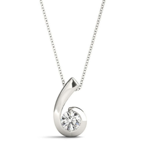 Rikilda Natural Diamond Round cut Semi Bezel  Solitaire Pendant Necklace