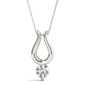 Rili Natural Diamond Round cut Prong Set  Solitaire Pendant Necklace