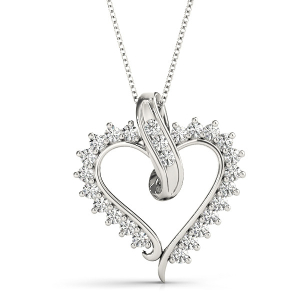 Renata Lab-Created Diamond Round cut Channel And Prong Set Heart Necklace