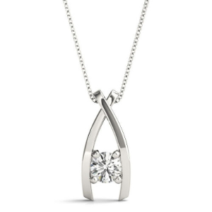 Riliegh Natural Diamond Round cut 4 Prong  Solitaire Pendant Necklace