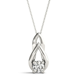 Rille Lab-Created Diamond Round cut 4 Prong Solitaire Pendant Necklace