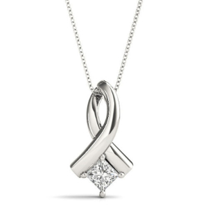 Rinselet Natural Diamond Princess cut 4 Prong  Necklace