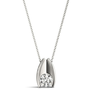 Rionne Natural Diamond Round cut Semi Bezel  Solitaire Pendant Necklace