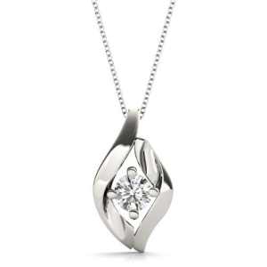 Risica Natural Diamond Round cut 4 Prong  Solitaire Pendant Necklace
