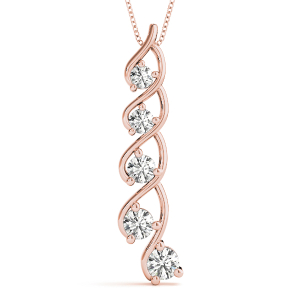 Dempsey Natural Diamond Rose Gold Bezel Set Journey Pendant Necklace